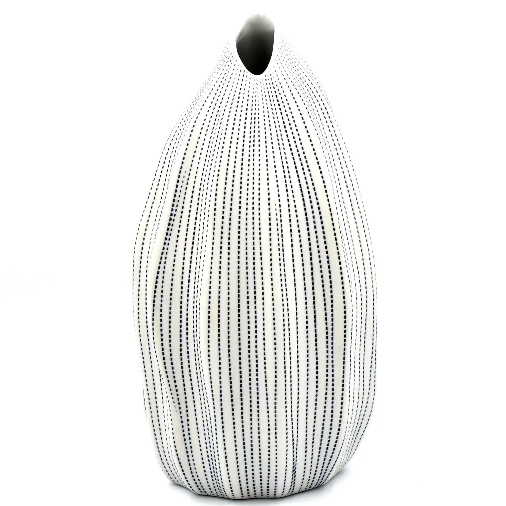Bernard ACP Home 8" Seda White & Blue Dots Handcrafted Porcelain Vase