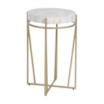 Outside The Box 17x25 Krissa Petrified Clam Marble Top & Champagne Base Side Table