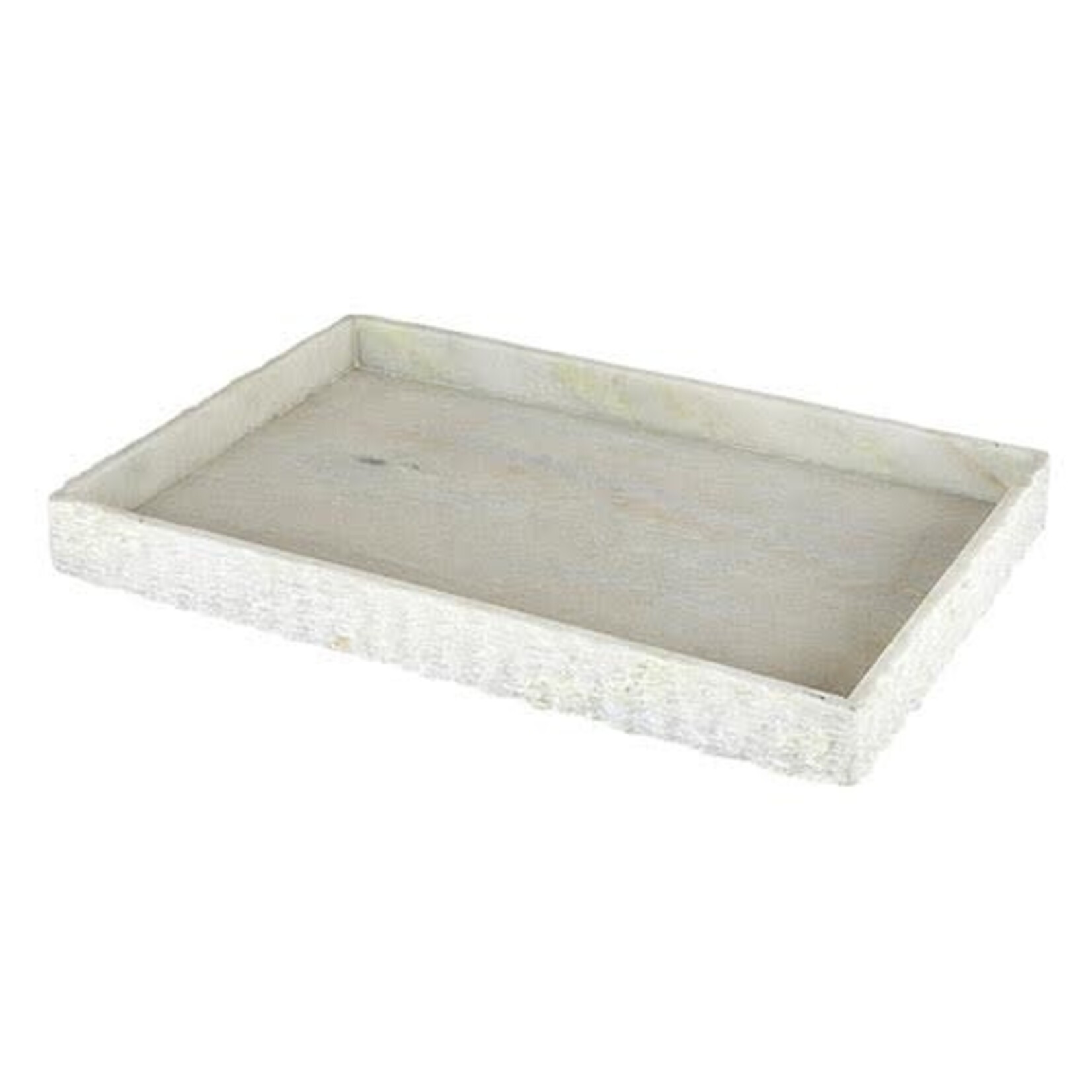 Outside The Box 18x12 Solid White Marble Rectangular Tray