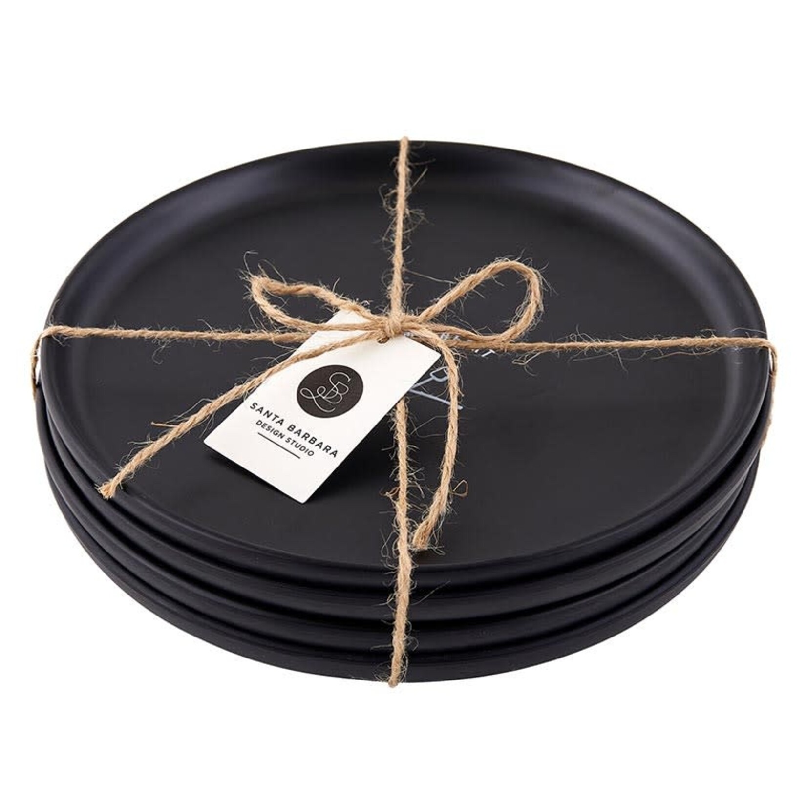 Outside The Box 7" Set Of 4 S'Mores Black Appetizer Plates