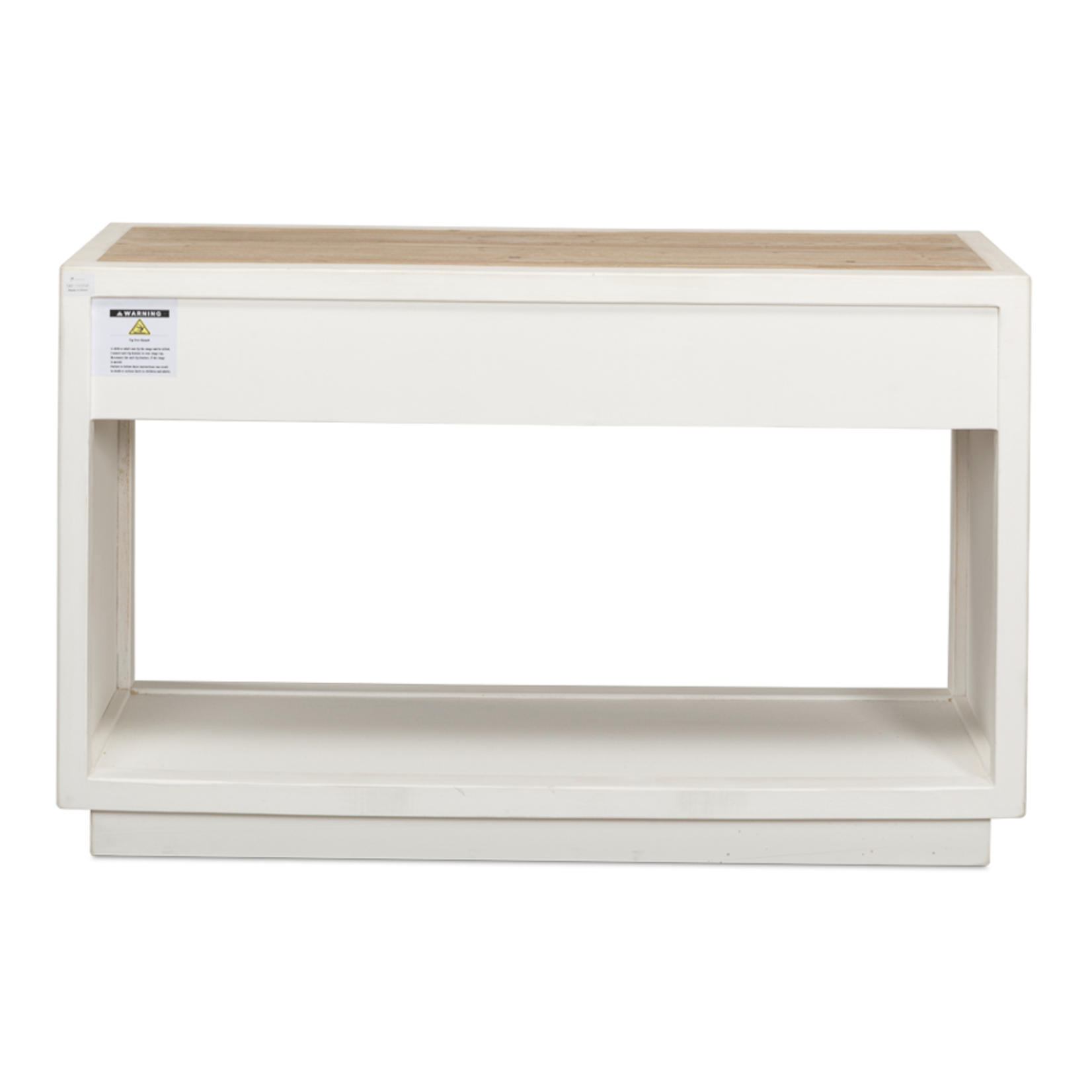 Outside The Box 48x16x30 Connor Antique White Center Drawer Weathered Top Console Table