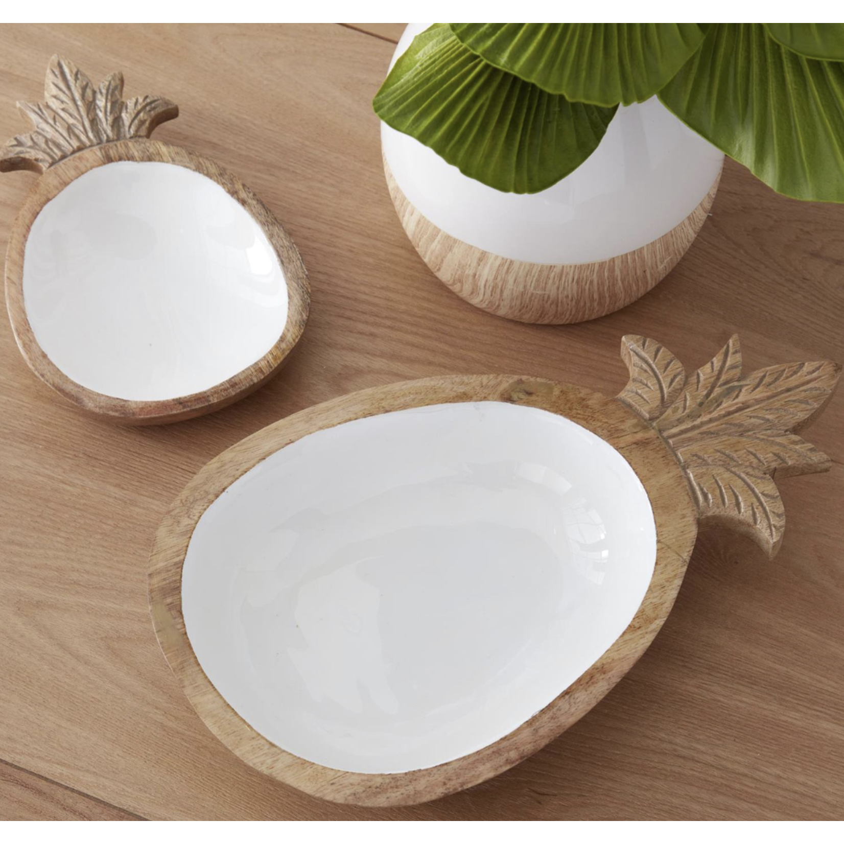 Outside The Box Set Of 2 Pineapple Nesting Carved Acai Wood Bowls