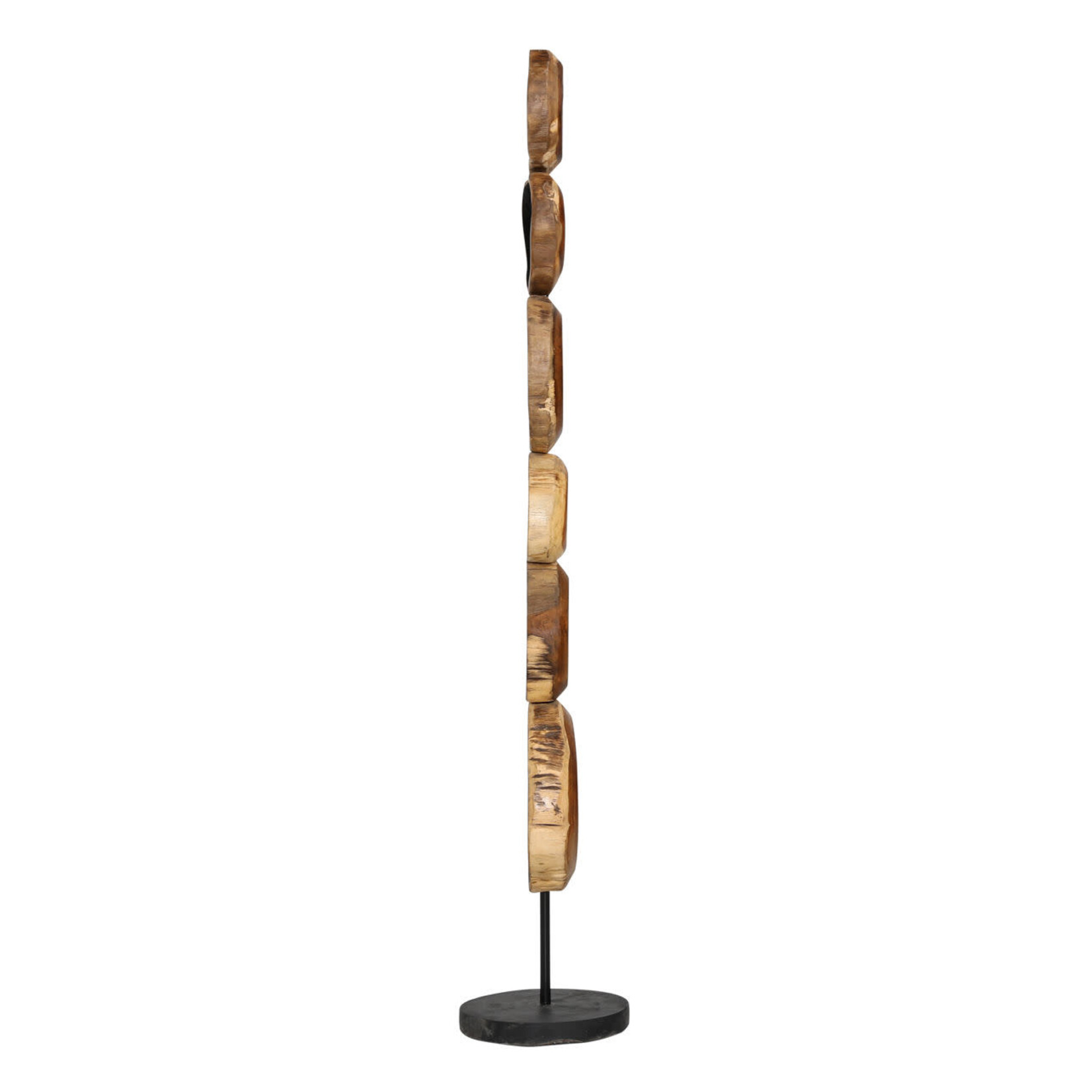 Outside The Box 68" Valeria Natural & Black Wood Sculpture On Iron Stand