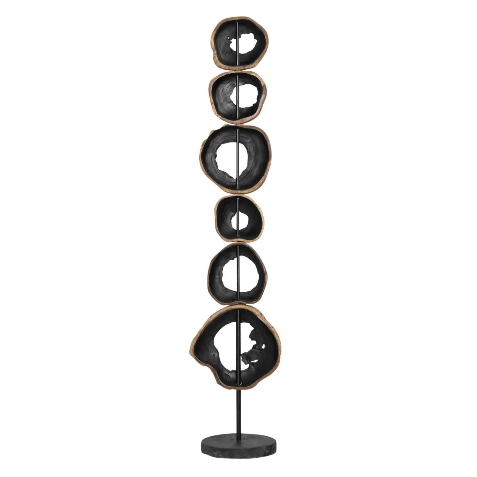 Outside The Box 68" Valeria Natural & Black Wood Sculpture On Iron Stand