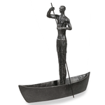 Outside The Box 14" Punting Solid Iron Sculpture