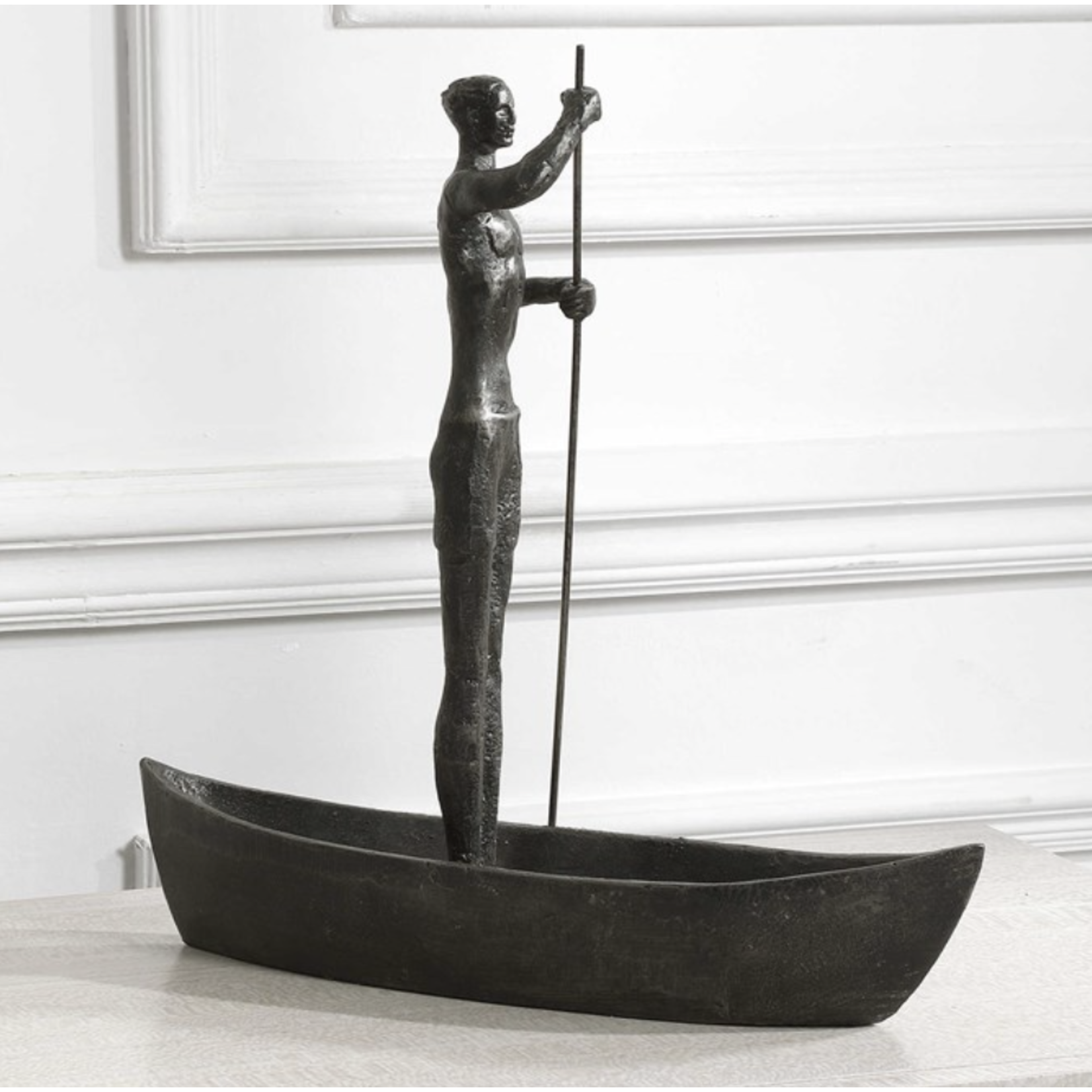 Outside The Box 14" Punting Solid Iron Sculpture