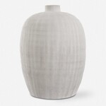 Outside The Box 14" Floreana White Etched Surface Ceramic Vase