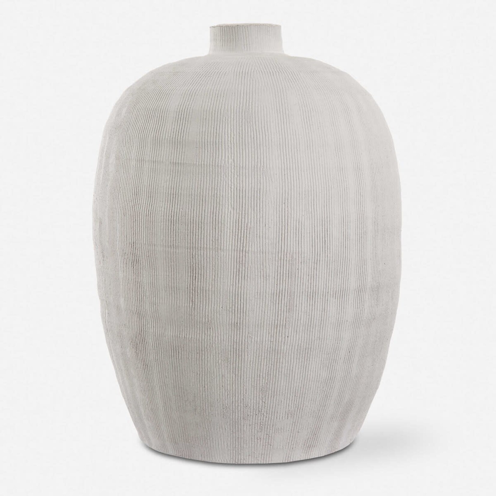 Outside The Box 14" Floreana White Etched Surface Ceramic Vase