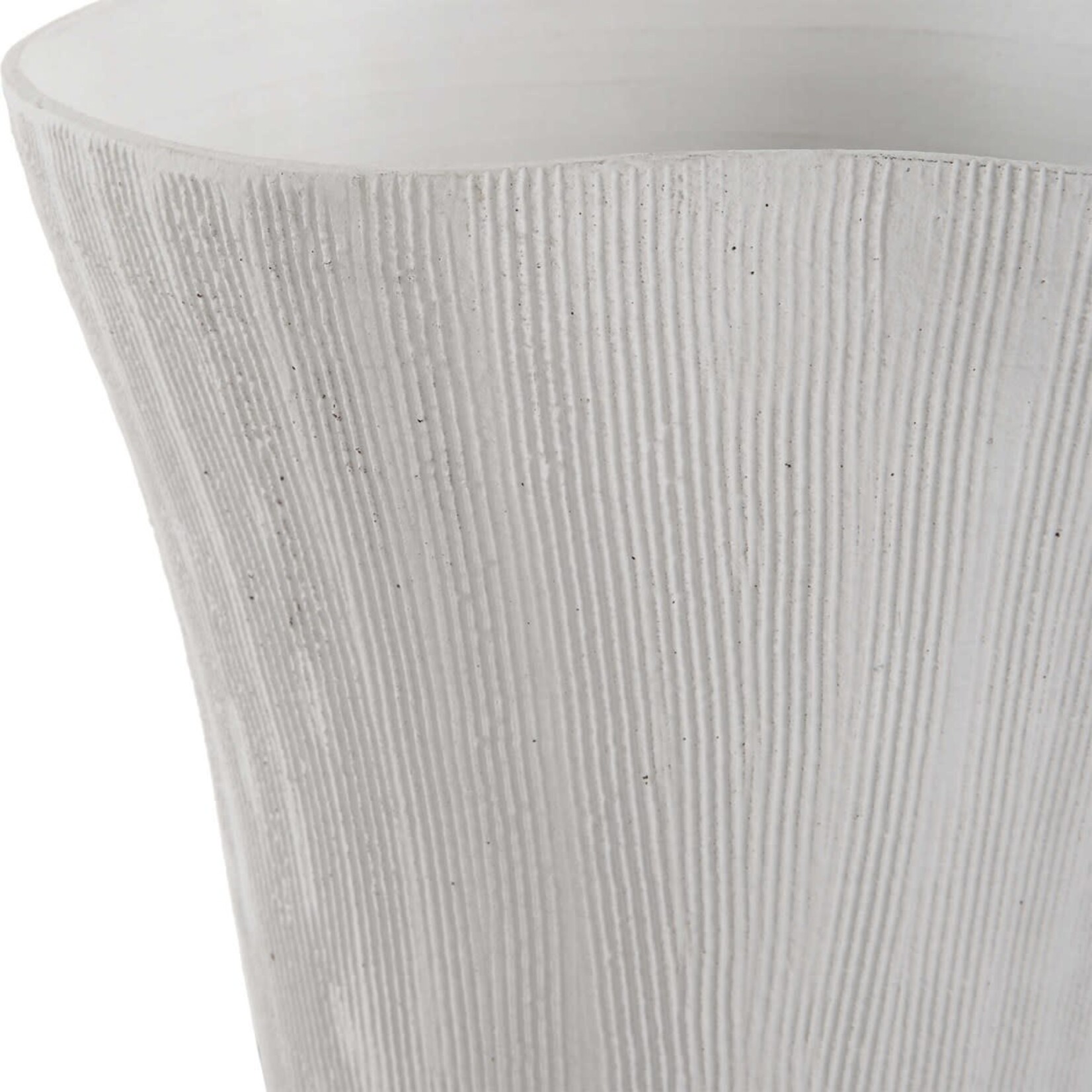 Outside The Box 16" Floreana White Etched Surface Ceramic Vase