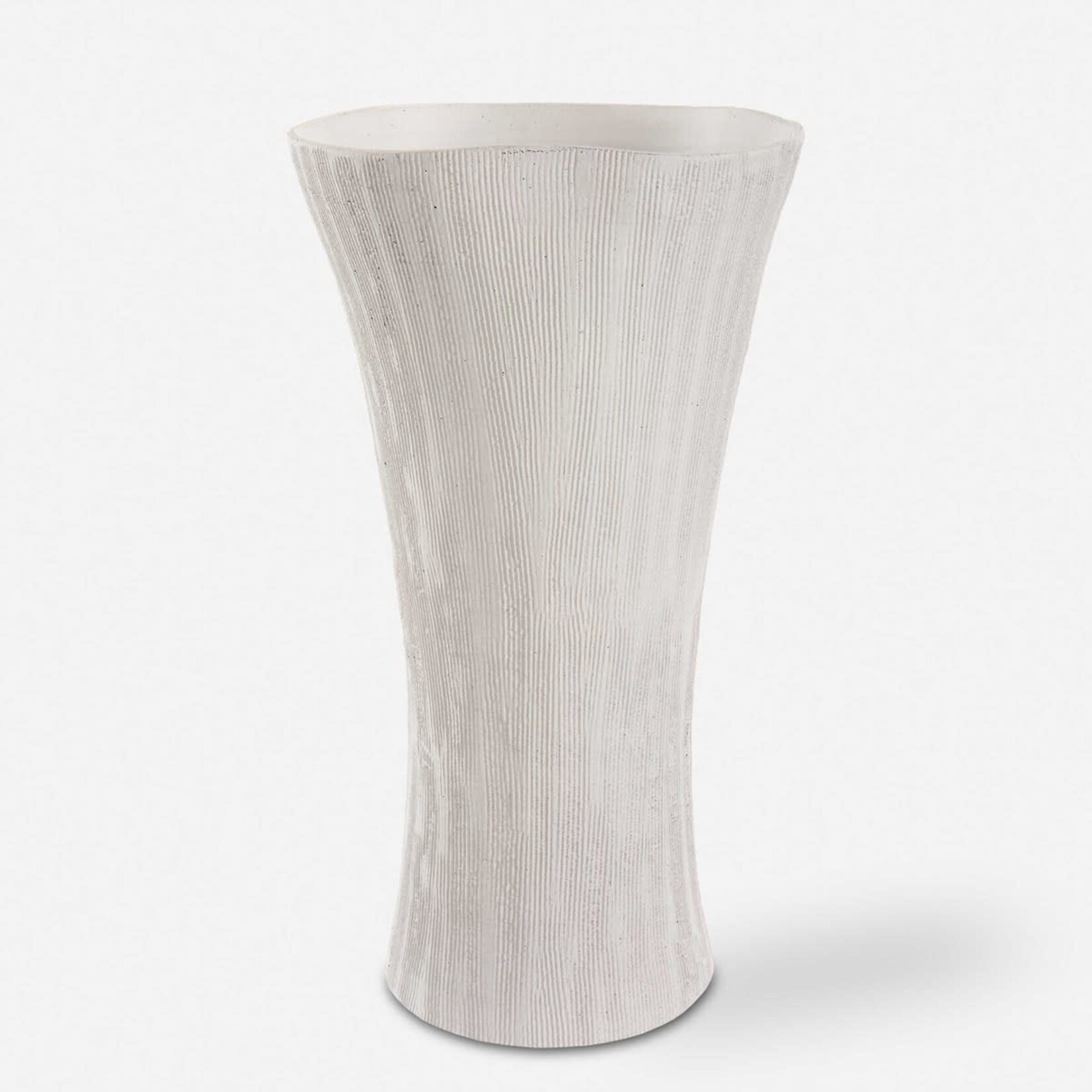 Outside The Box 16" Floreana White Etched Surface Ceramic Vase