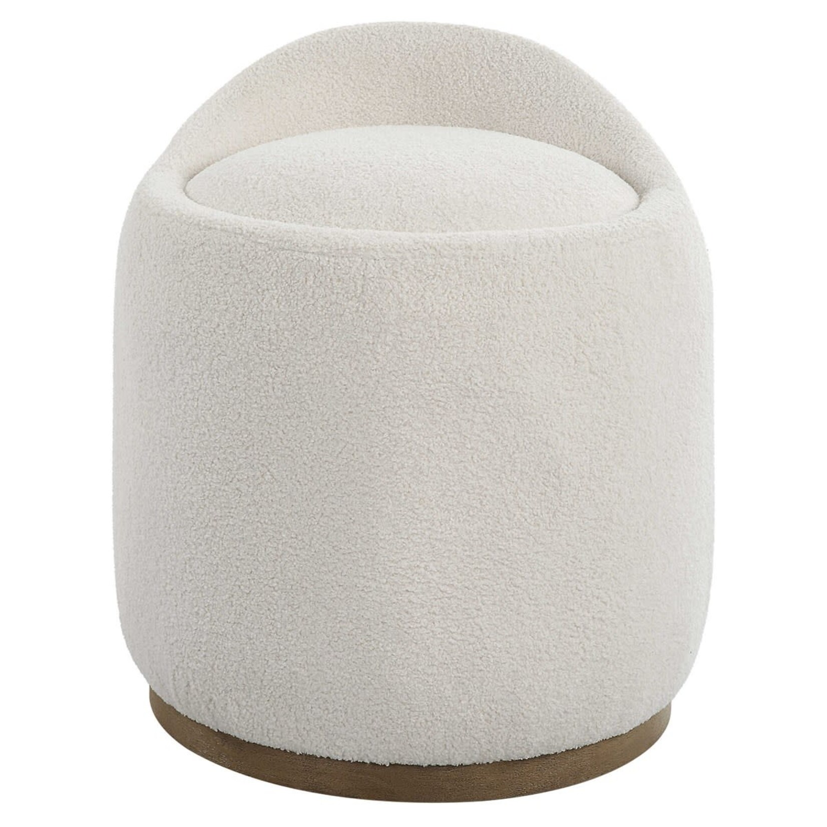 Outside The Box 21x24 White Natural Faux Sheepskin Swirl Swivel Ottoman / Stool