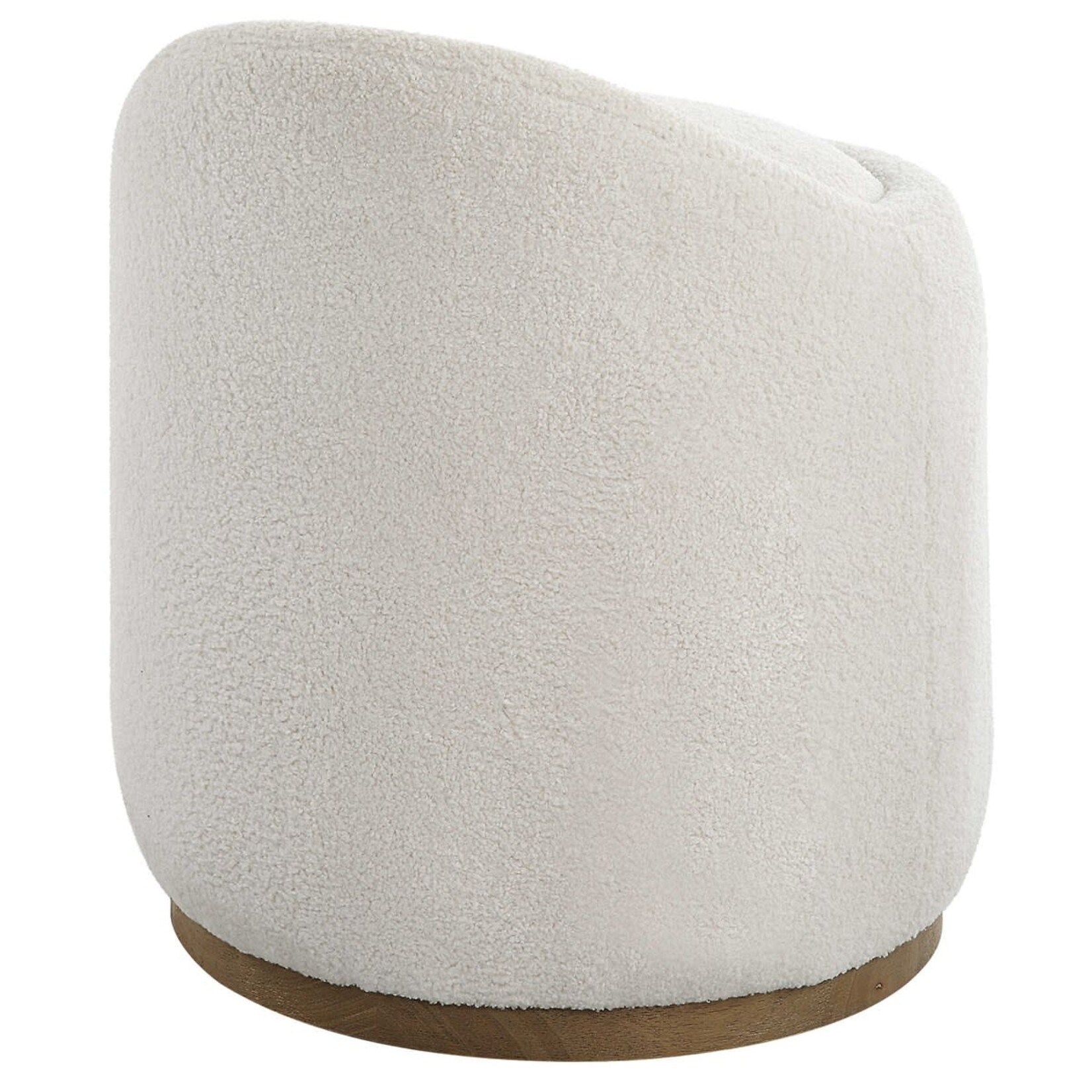 Outside The Box 21x24 White Natural Faux Sheepskin Swirl Swivel Ottoman / Stool