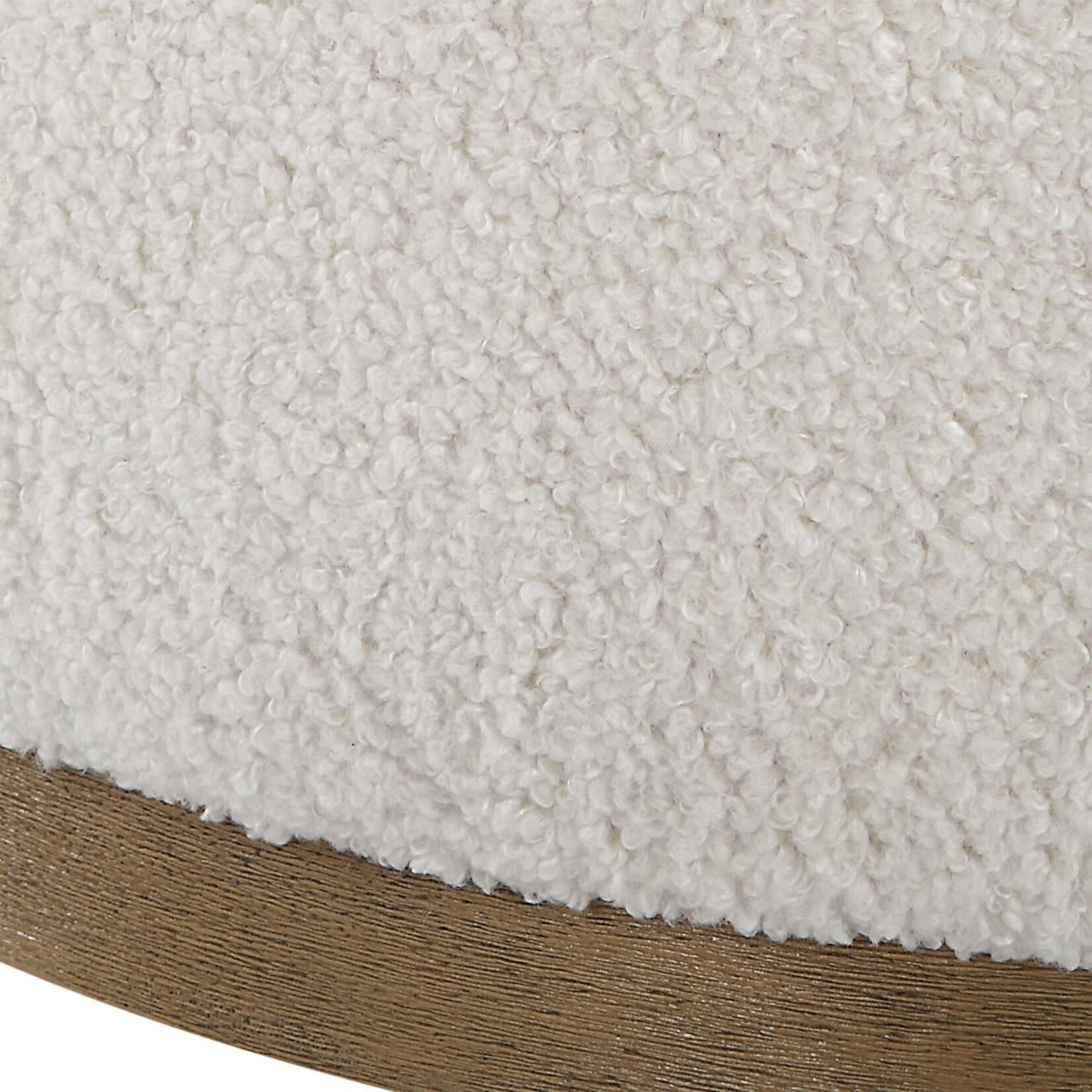 Outside The Box 21x24 White Natural Faux Sheepskin Swirl Swivel Ottoman / Stool