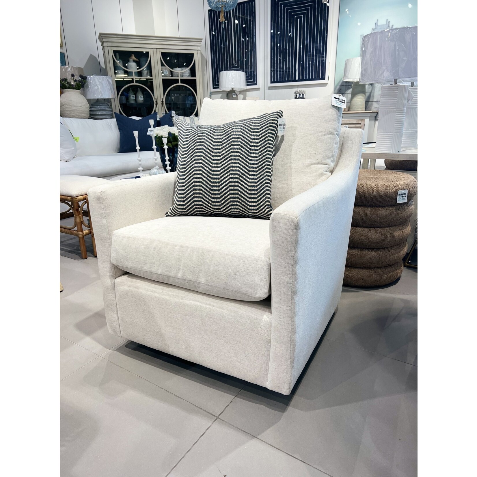 Outside The Box Miles Nomad Snow Performance Fabric Trillium XL Swivel Glider Accent Chair - Upholstered