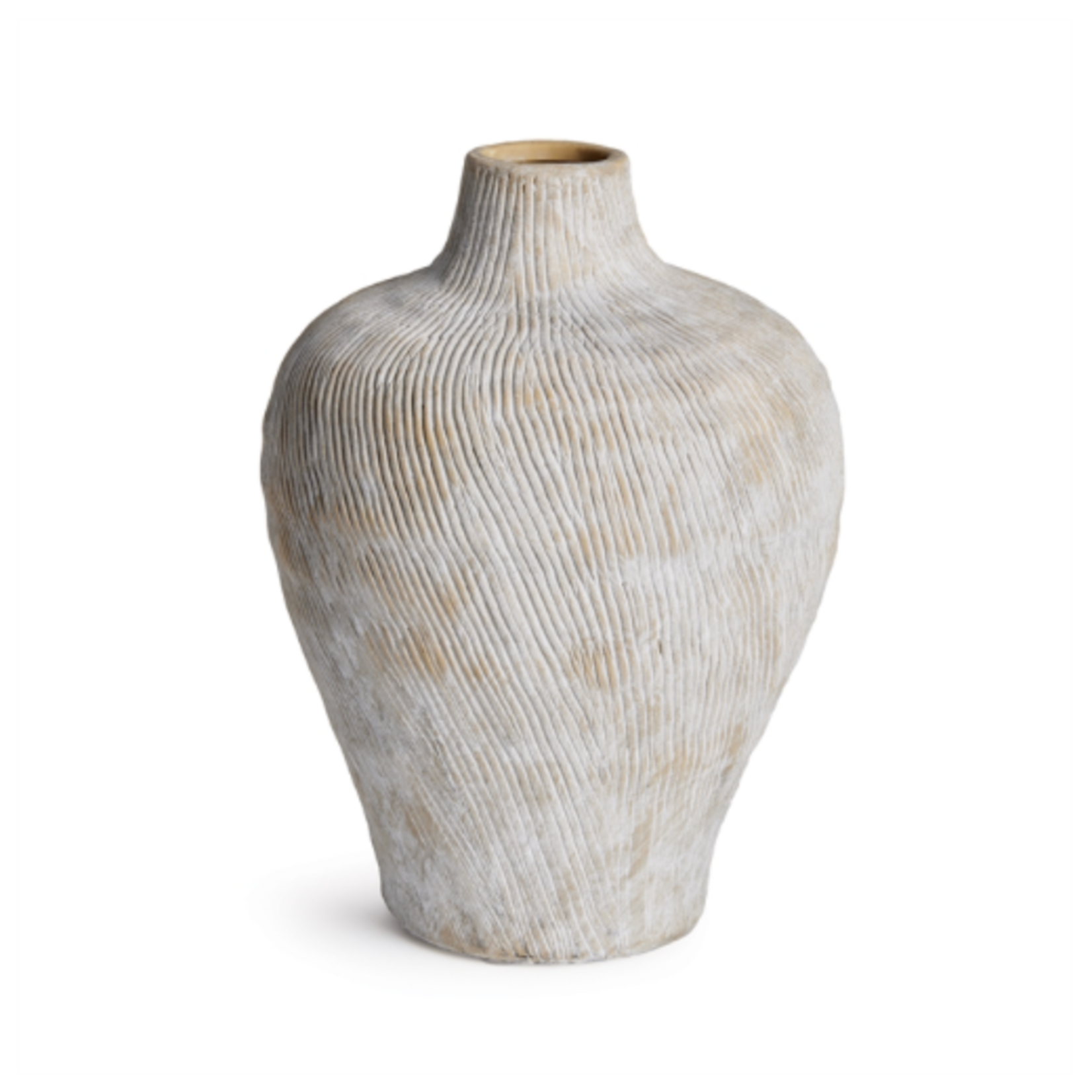 Outside The Box 12" Kassidi White & Natural Etched Texture Vase