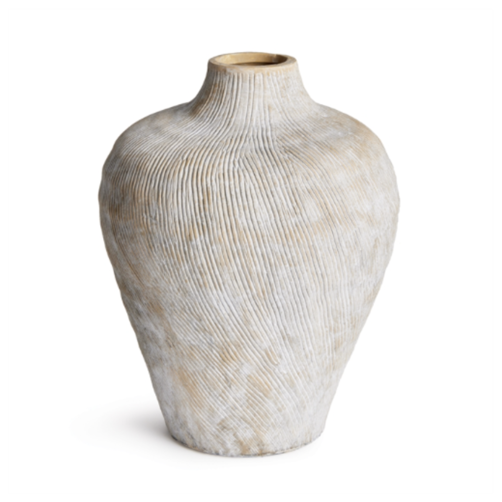 Outside The Box 14" Kassidi White & Natural Etched Texture Vase