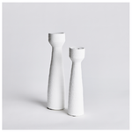 Outside The Box 15" & 13" Set Of 2 Colton Matte White Ceramic Pillar Candle Stands