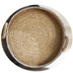 Outside The Box 25" Tiana Indigo & Natural Seagrass Hand-Crafted Round Tray