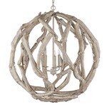 Outside The Box 31" Currey & Co Driftwood White Wash Orb Chandelier