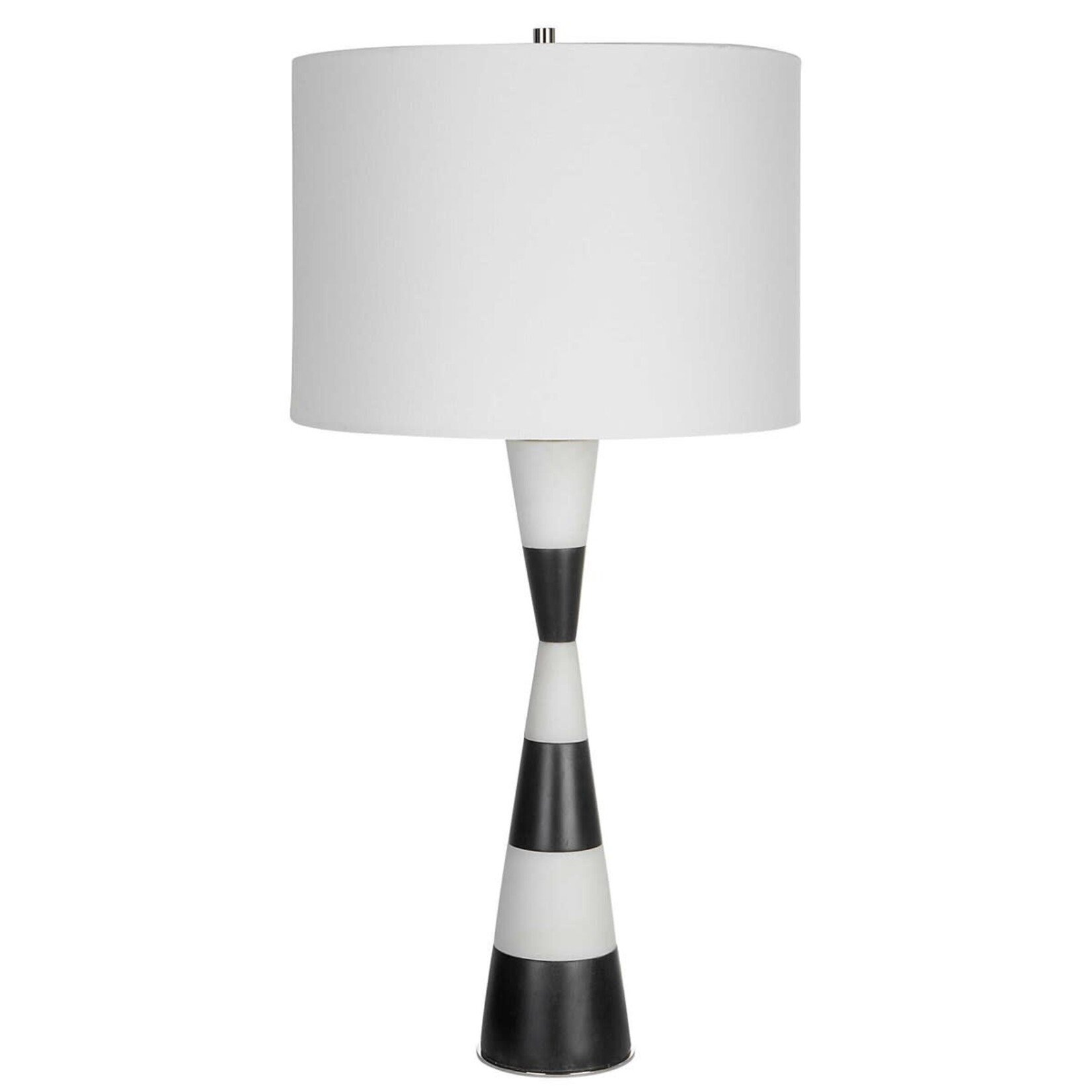 Outside The Box 30" Uttermost Bandeau Black & White Banded Man-Made Stone Table Lamp