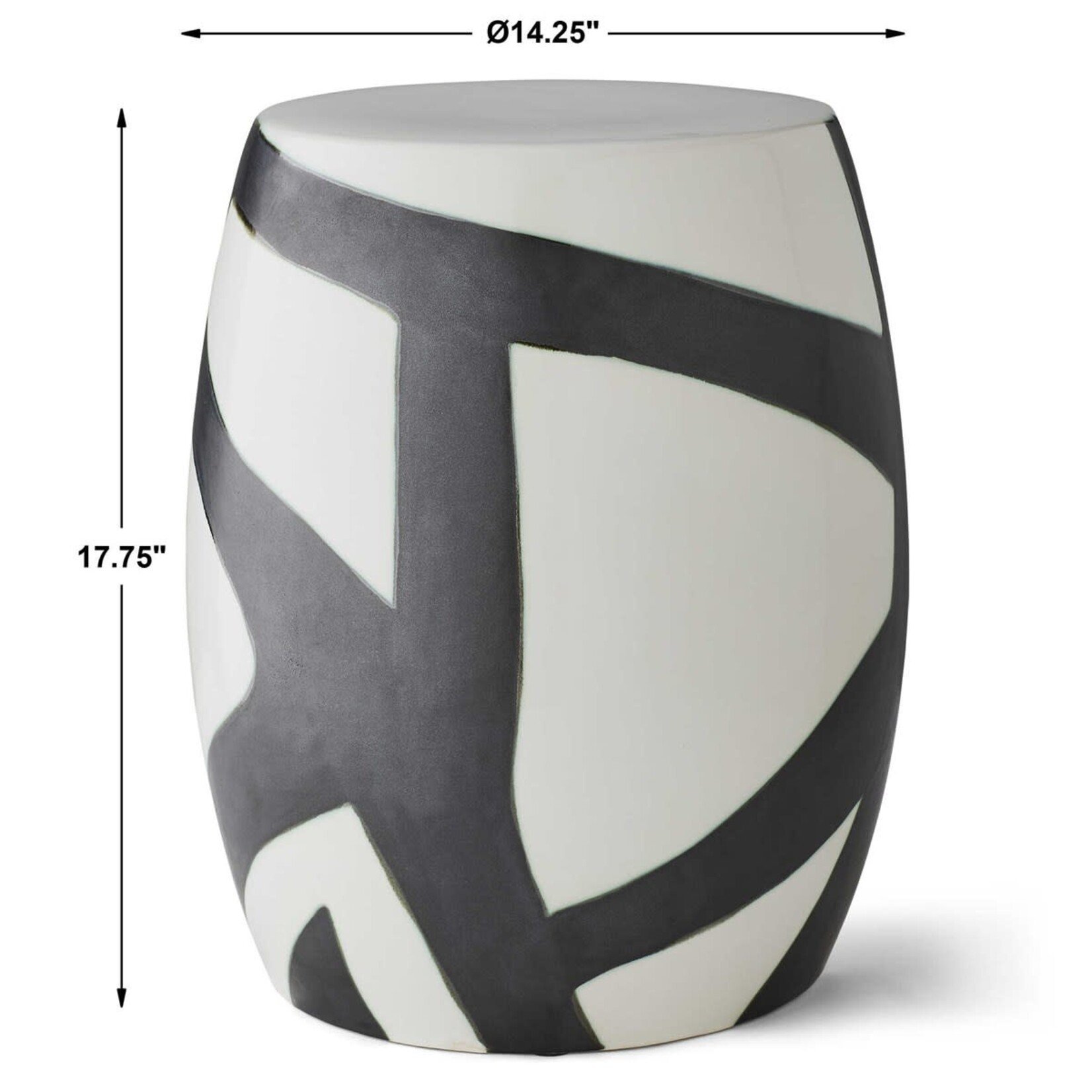 Outside The Box 14x18 Figurative Garden Gloss White & Charcoal Black Abstract Stool