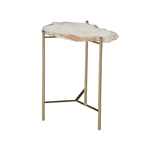 Outside The Box 16x21 Cora Natural Marble & Champagne Gold Base Accent Table