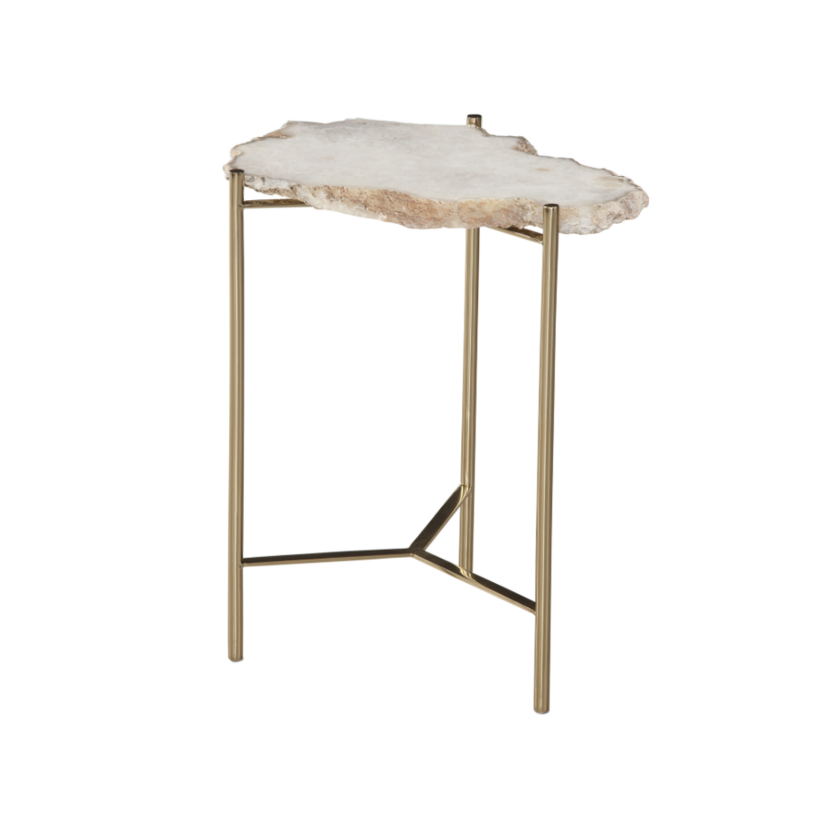 Outside The Box 16x21 Cora Natural Marble & Champagne Gold Base Accent Table