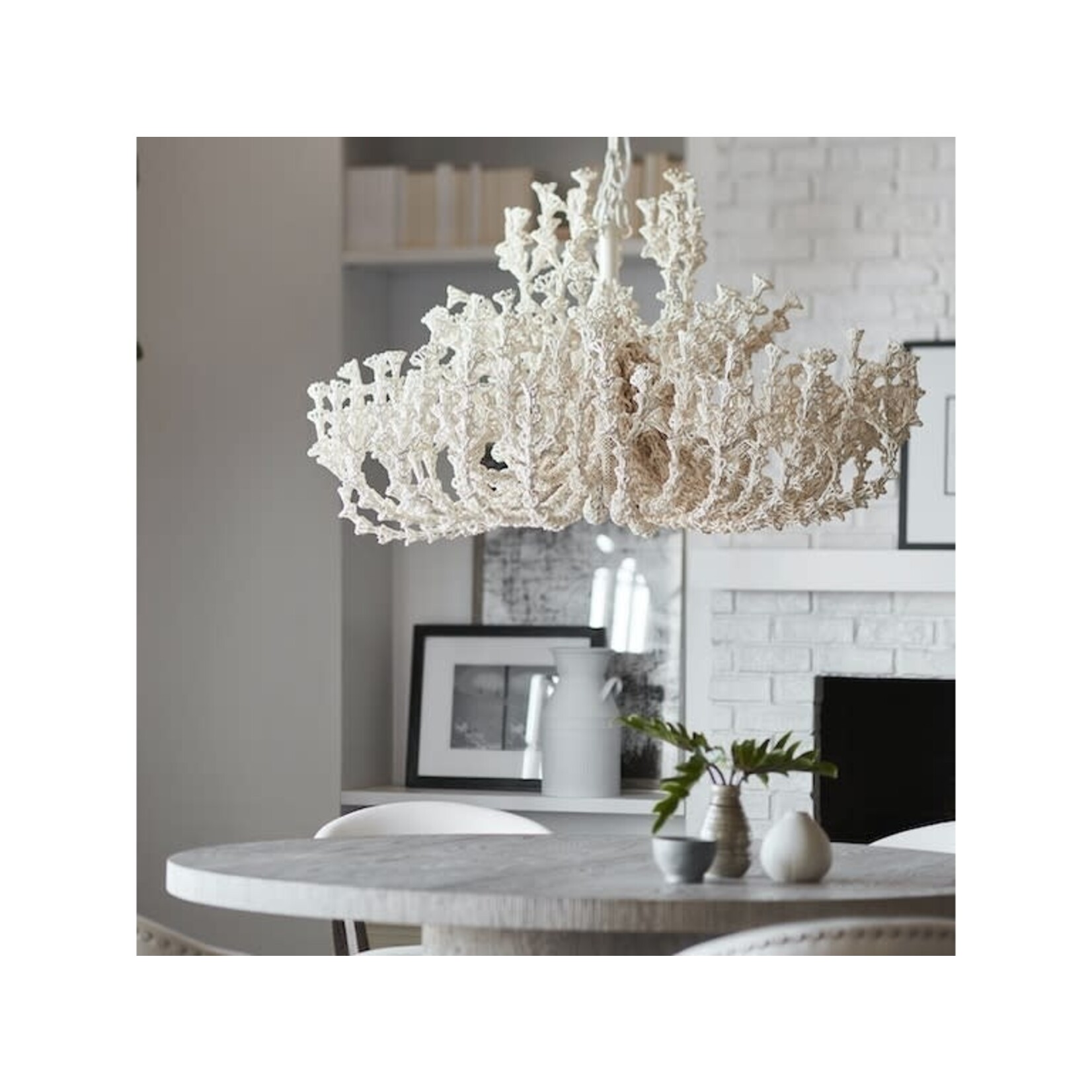 Outside The Box 26" Palecek Seychelles White Coco Beads Chandelier