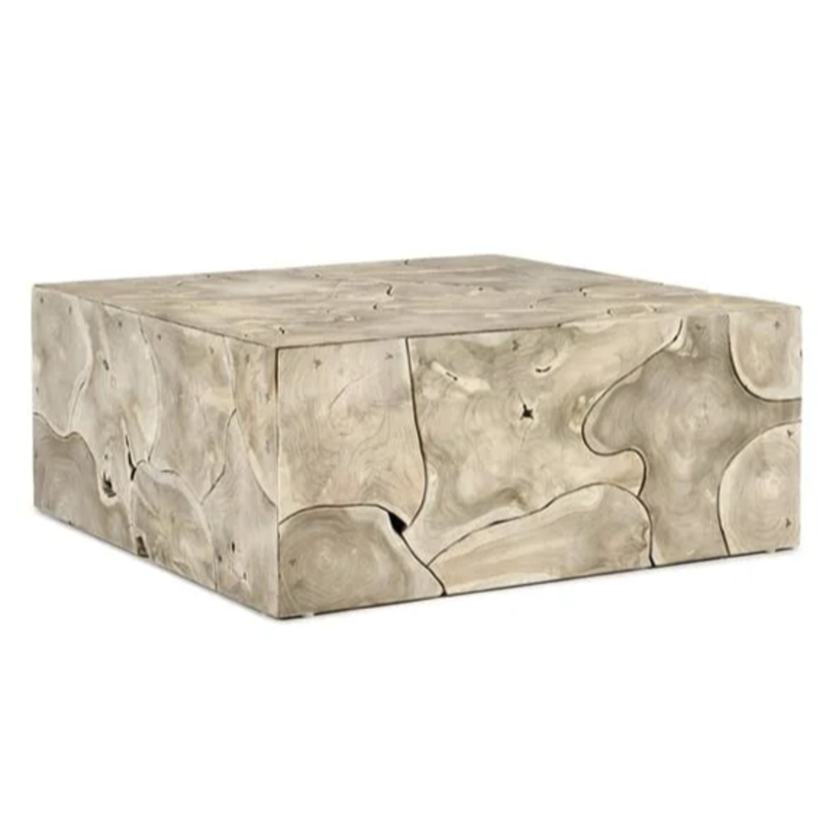 Outside The Box 40" Sorrento Bleached Teak Wood Square Coffee Table