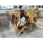 Outside The Box 55x12x39 Natural Solid Teak Wood Console Table