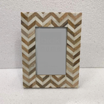 Outside The Box 5x7 Zig Zag White  Bone Inlay & Wood Photo Frame