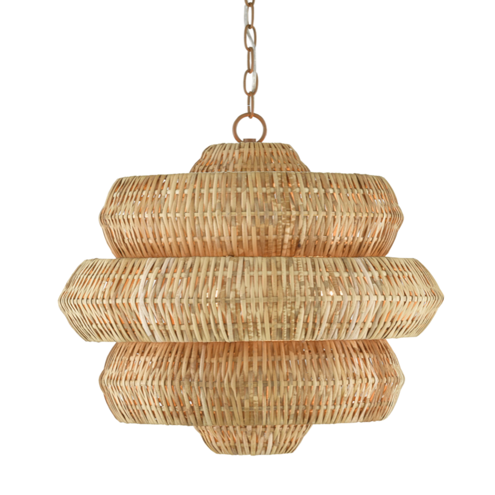 Outside The Box 20" Currey Antibes Natural Rattan & Wrought Iron Chandelier