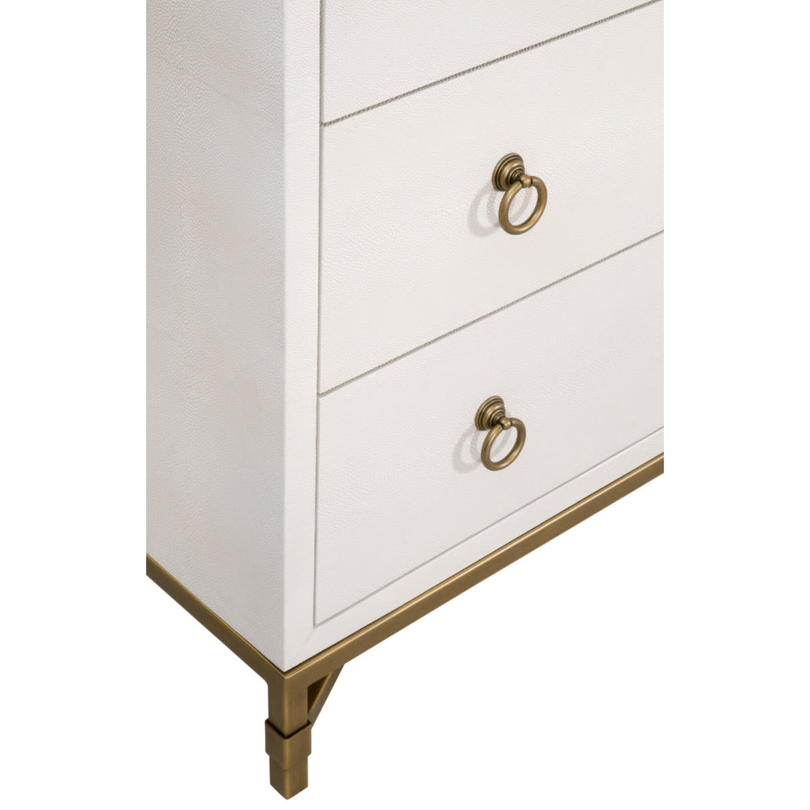 Outside The Box 68x20x38 Strand Shagreen Pearl White & Gold 6 Drawer Double Dresser