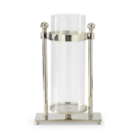 Outside The Box 16" Glass Cylinder & Silver Metal Rectangular Candleholder