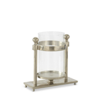 Outside The Box 10" Glass Cylinder & Silver Metal Rectangular Candleholder