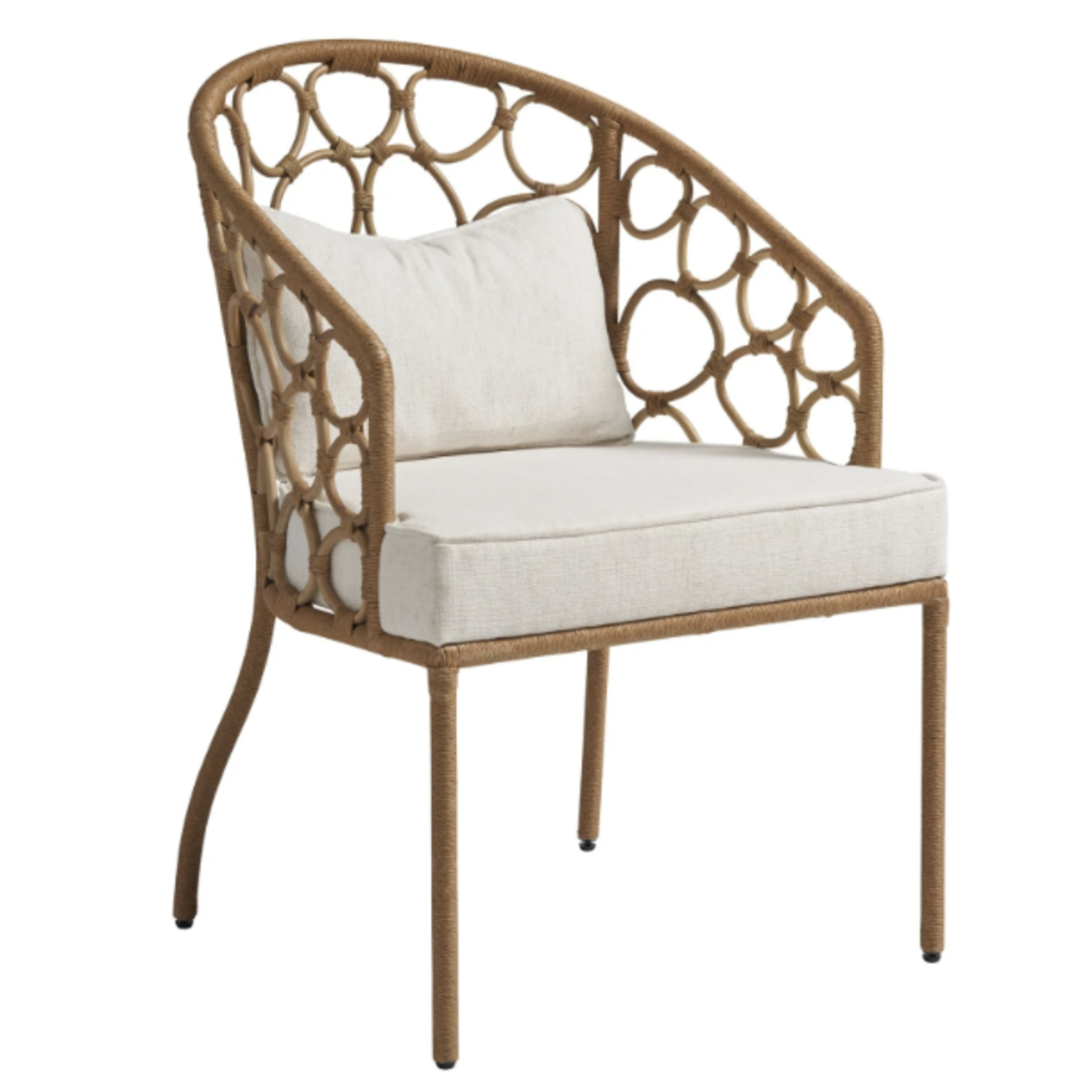 Outside The Box Pebble Coastal Natural Rattan Live Smart Performance Fabric Dining Chair