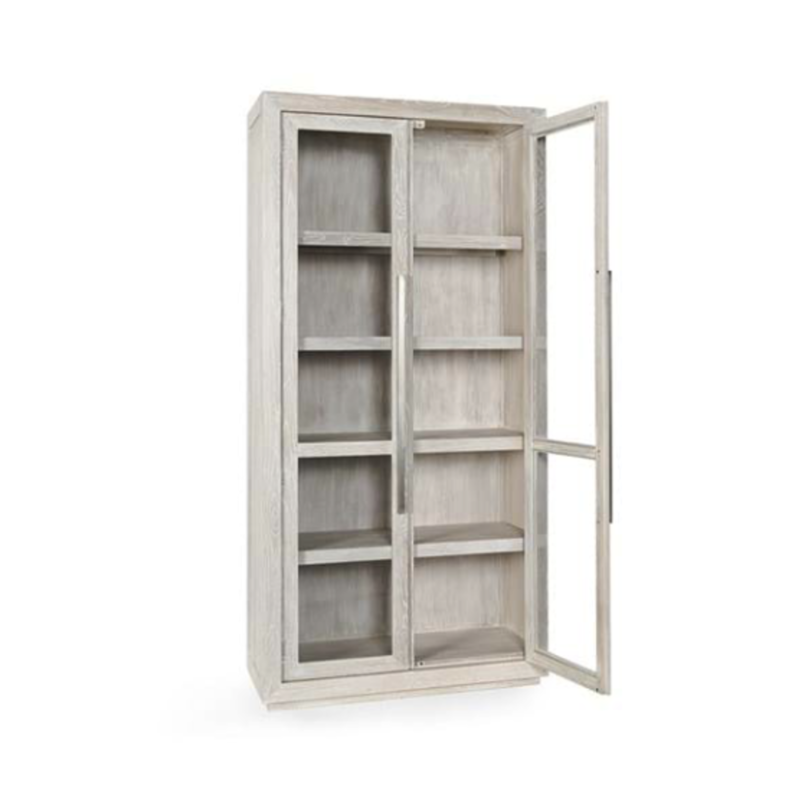Outside The Box 91x18x45 Bradley White Wash Solid Oak Wood Adjustable Shelf Cabinet