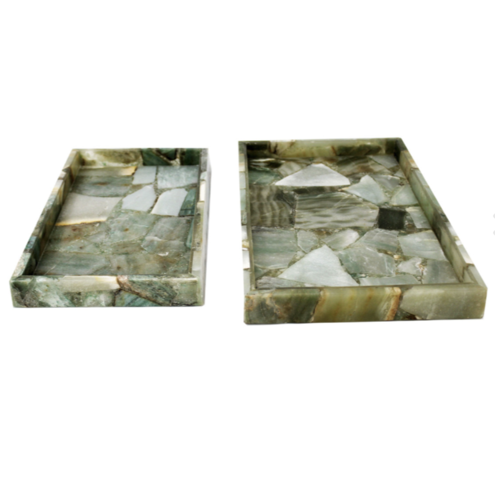 Outside The Box 14x8 Green Agate Rectangular Tray - Small