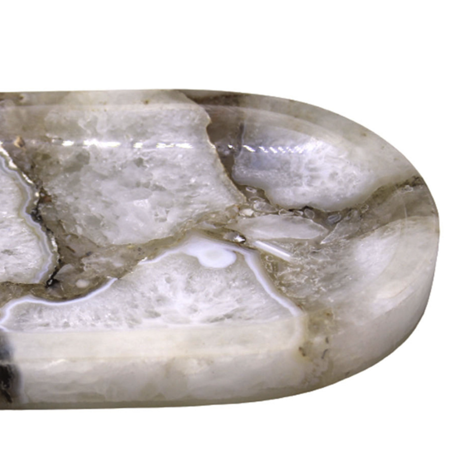 Outside The Box 12x6 White Genuine Solid Agate Tray