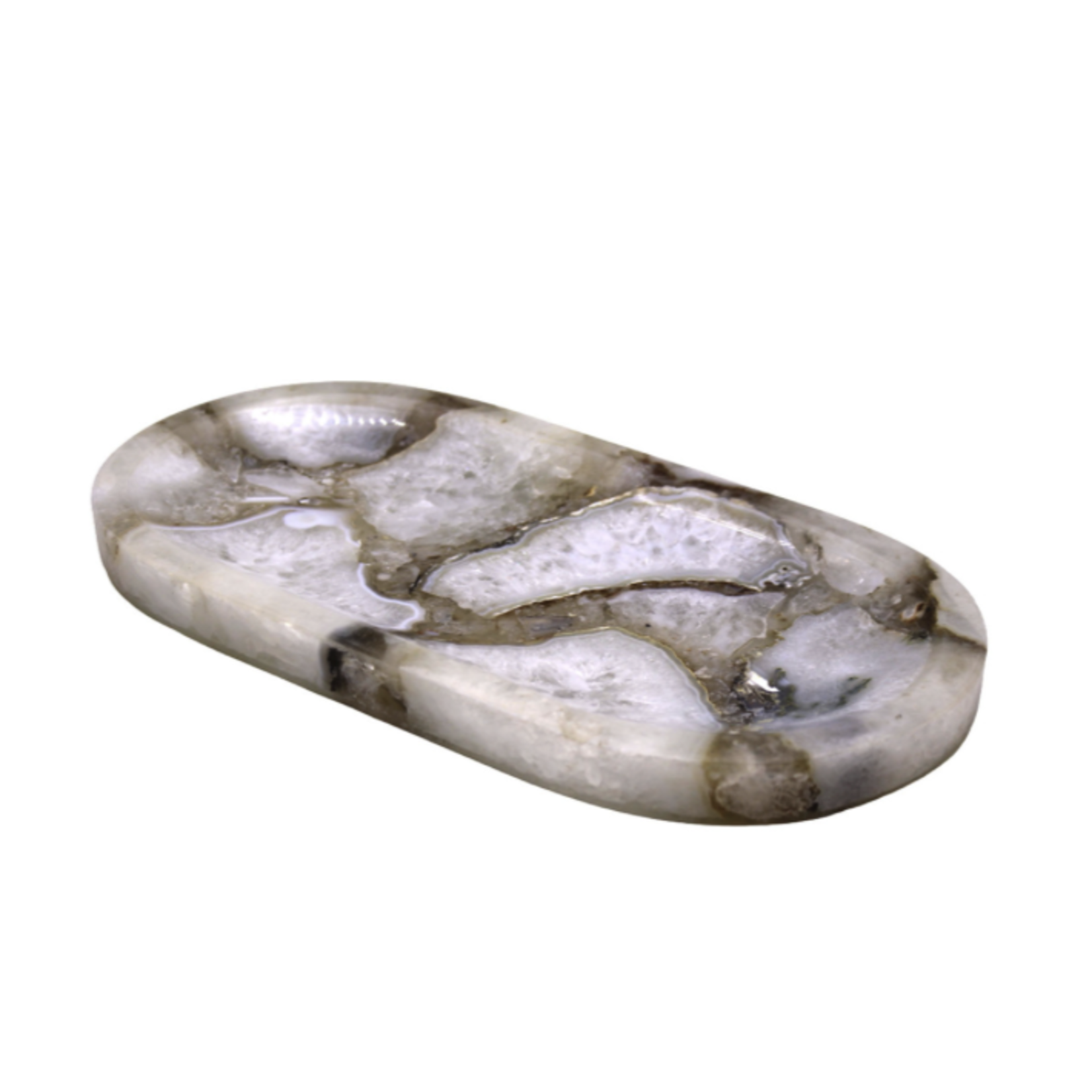 Outside The Box 12x6 White Genuine Solid Agate Tray