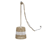 Outside The Box 16" Mekele Natural & White Seagrass Weave Hanging Pendant