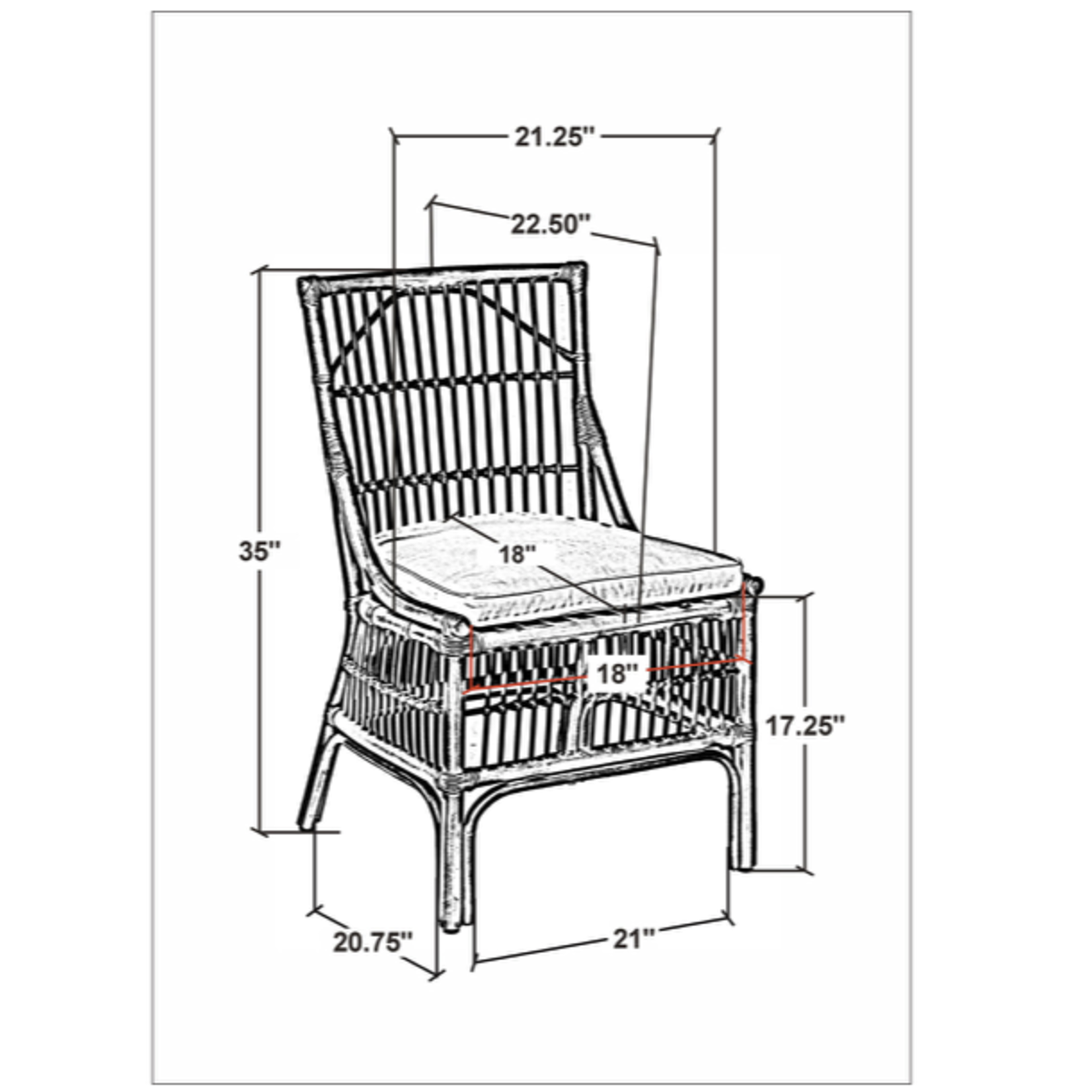 Outside The Box Winston II Rattan Side Dining Chair In Sky Blue