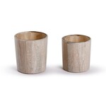 Outside The Box 4" & 3" Set Of 2 Selenite Effect Tealight Candle Holder