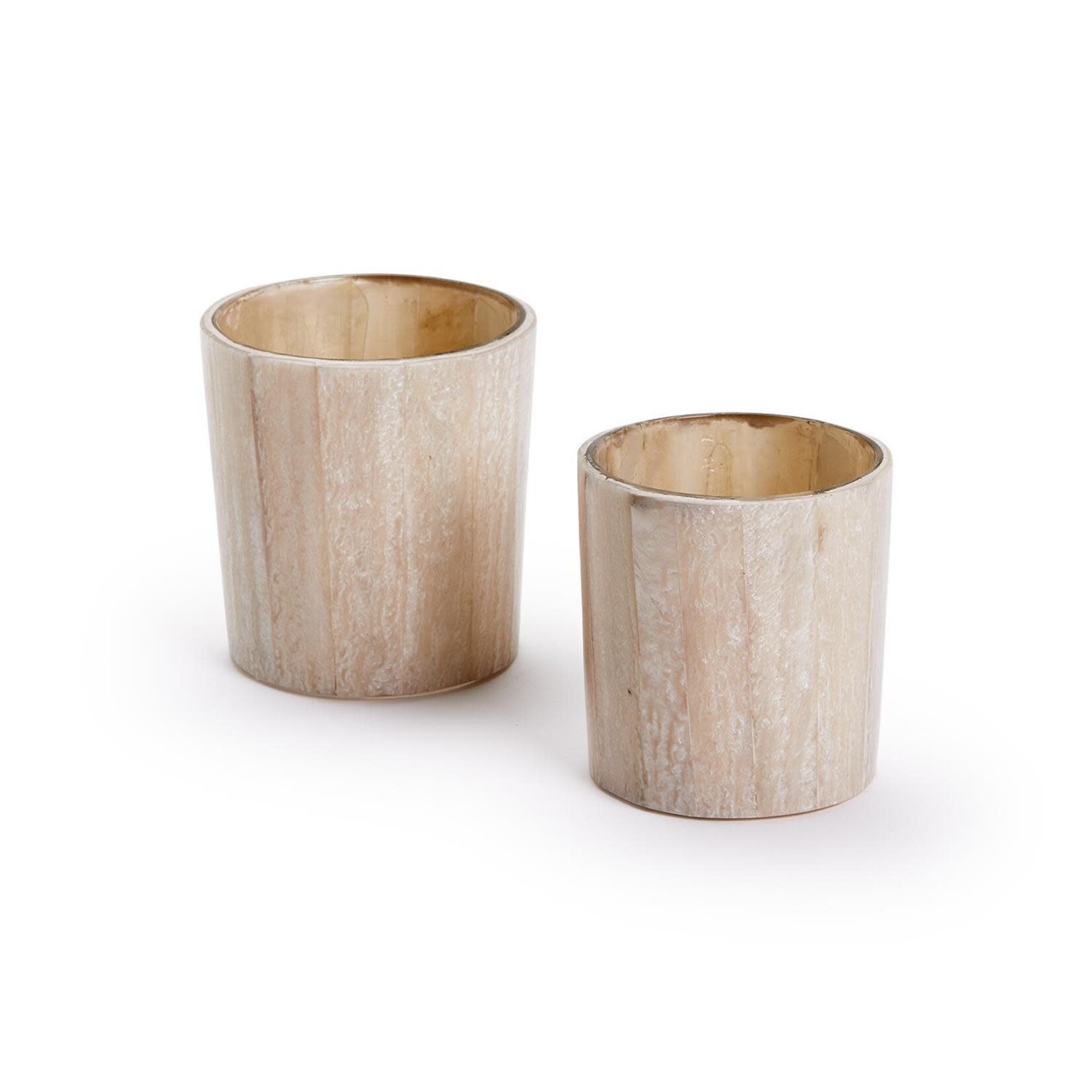 Outside The Box 4" & 3" Set Of 2 Selenite Effect Tealight Candle Holder