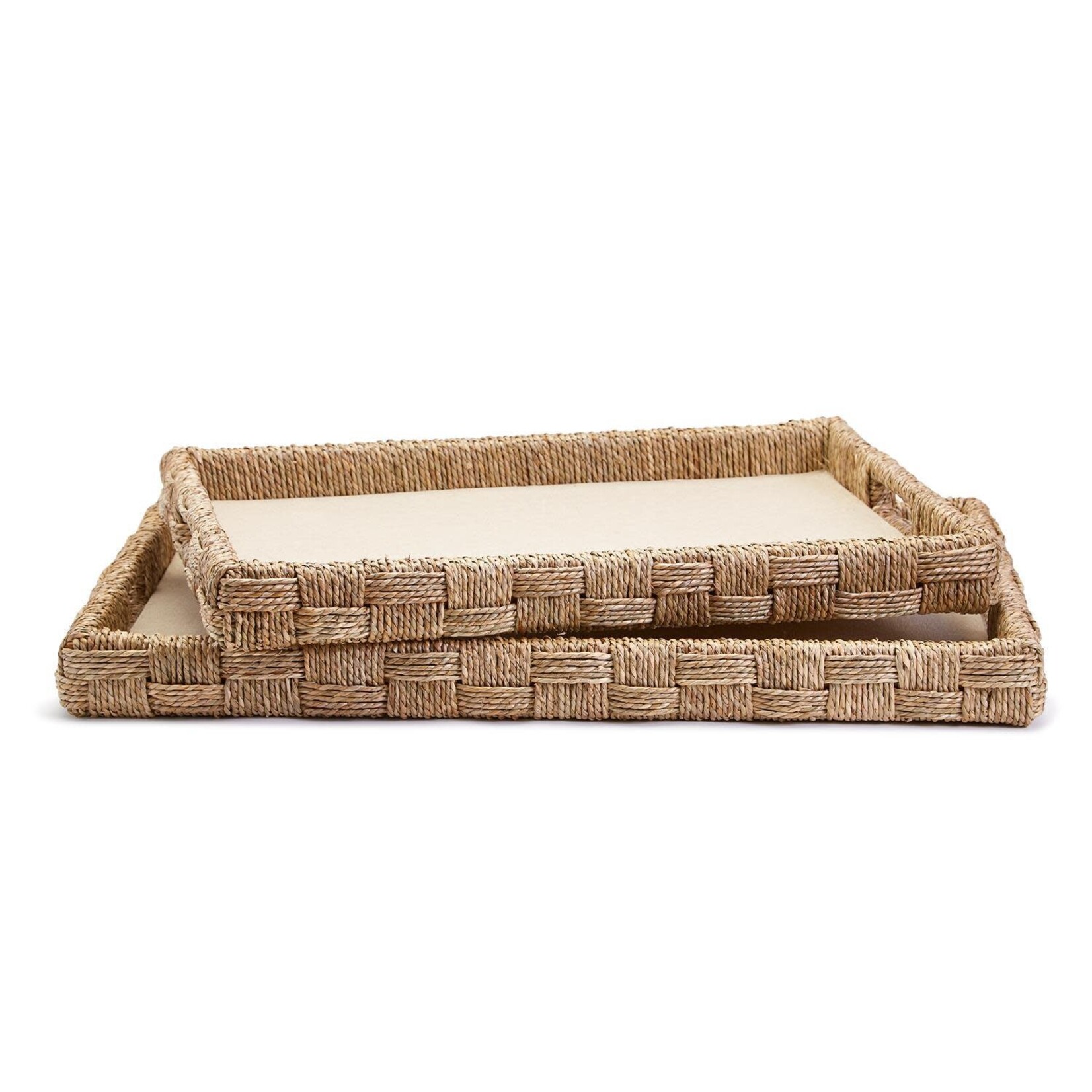 Outside The Box 20x13 Natural Hand-Crafted Sea Grass & Rattan Square Tray