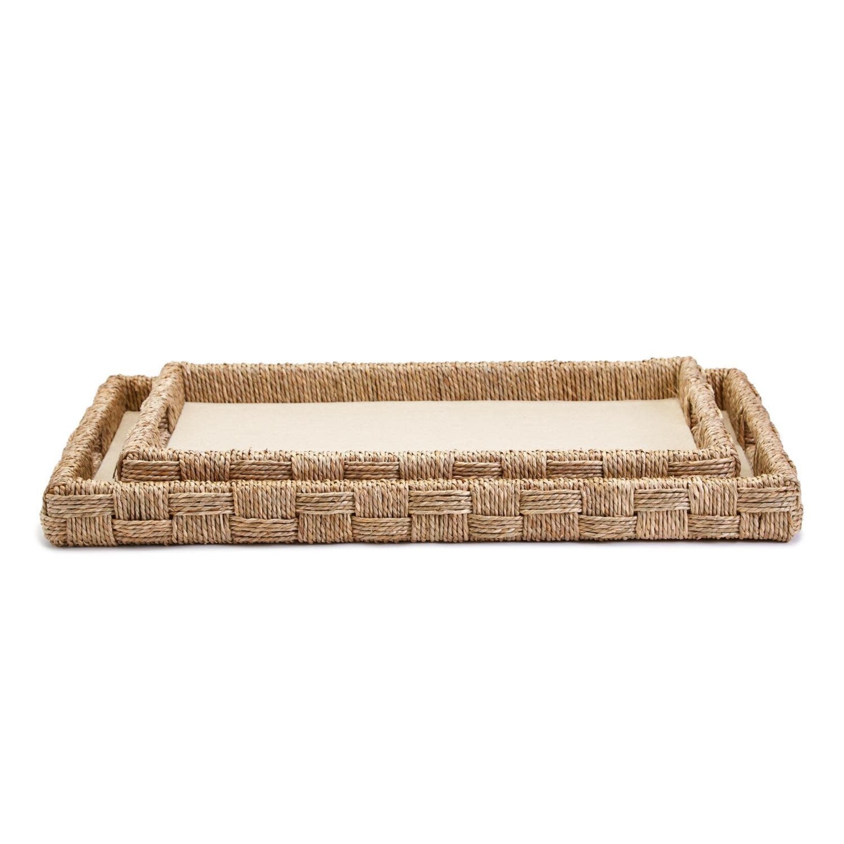 Outside The Box 20x13 Natural Hand-Crafted Sea Grass & Rattan Square Tray