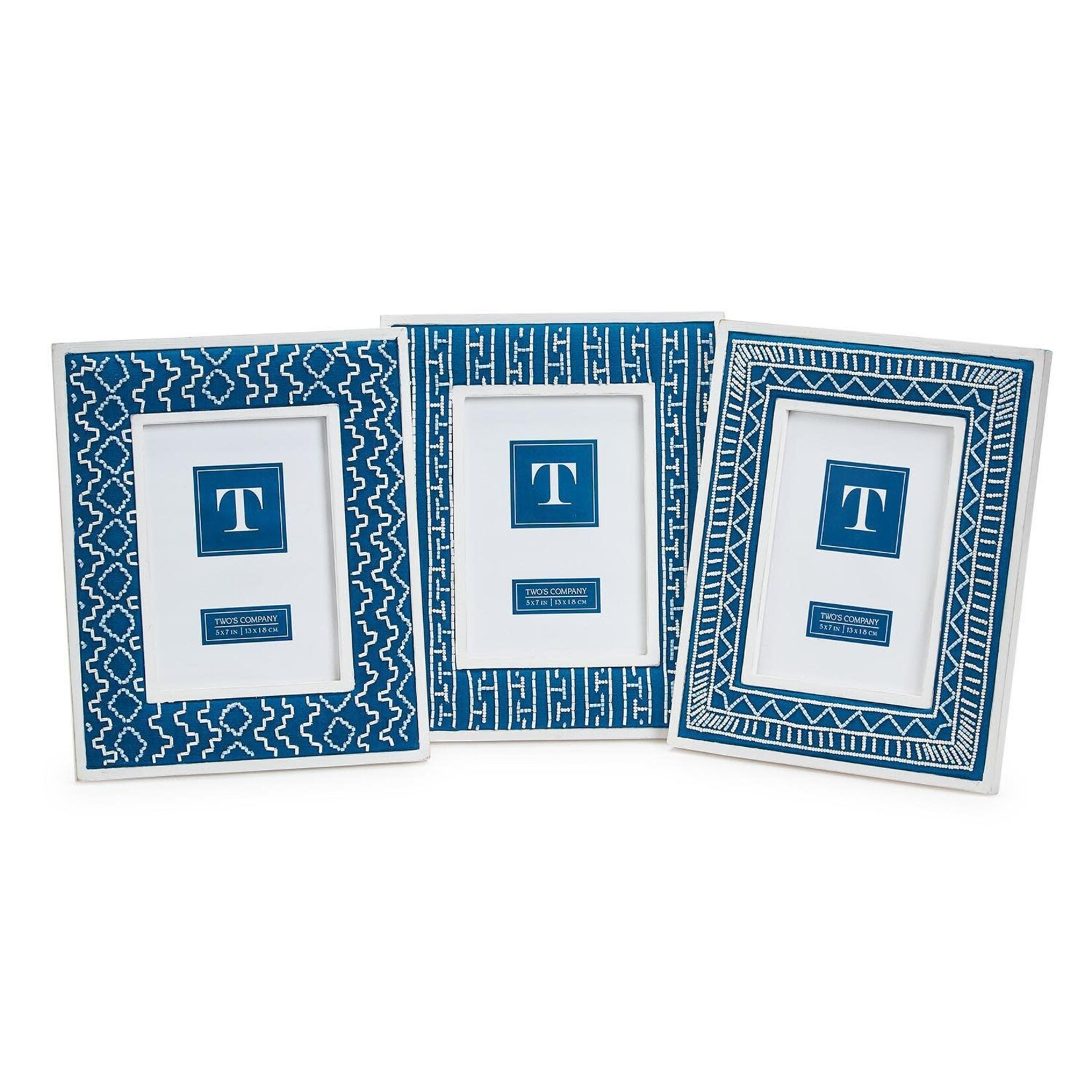 Outside The Box 5x7 Billows Blue & White Wash Hand Beaded Photo Frame - SOLD SEPARATELY