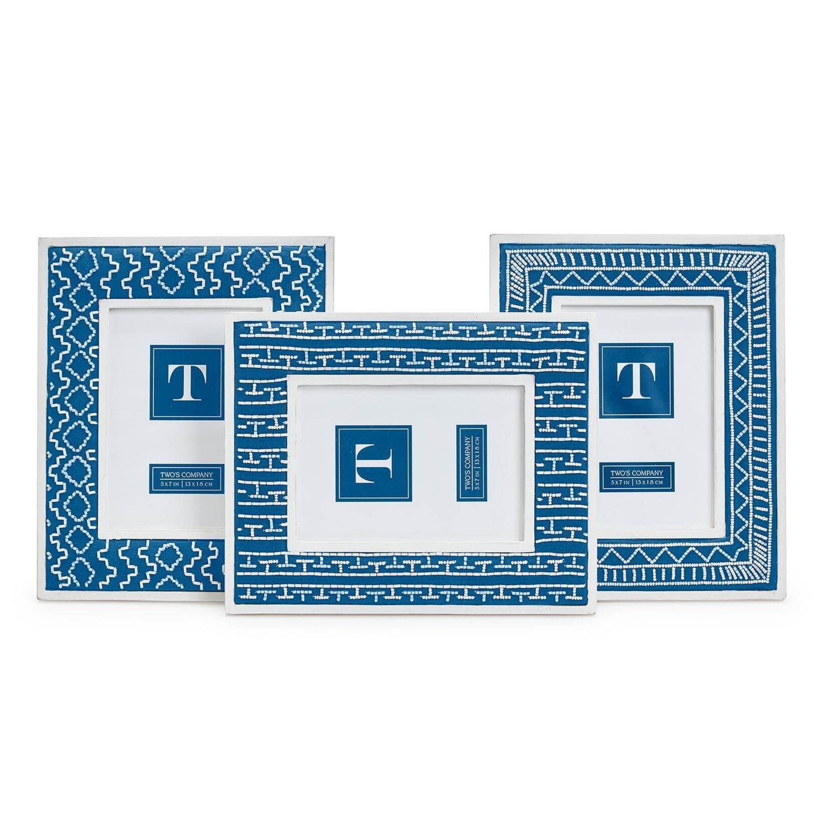 Outside The Box 5x7 Billows Blue & White Wash Hand Beaded Photo Frame - SOLD SEPARATELY