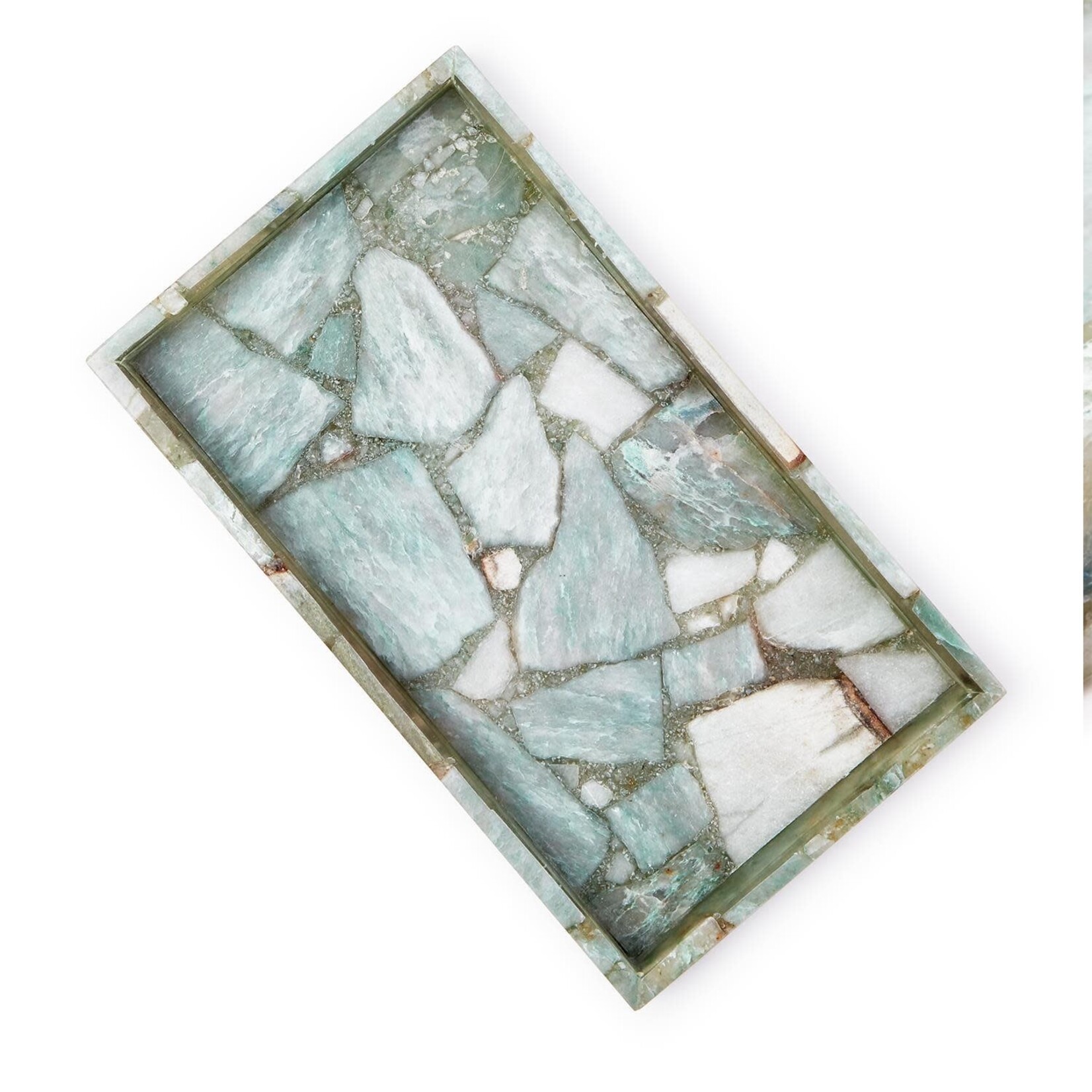 Outside The Box 14x8 Genuine Amazonite Gemstone Rectangular Tray