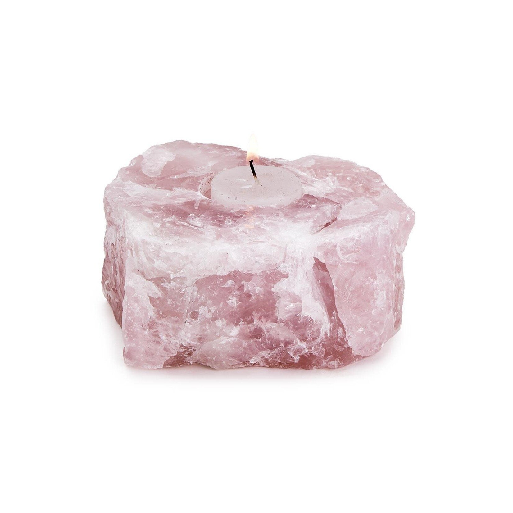 Outside The Box 5" Rose Quartz Crystal Tea Light Candle Holder
